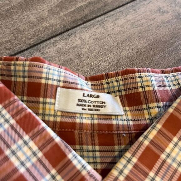 Peter Millar Red Plaid Buttonup Shirt‎ Men Large Bin J-19 - Picture 3 of 4
